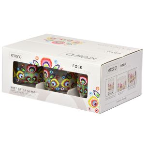 Szklanki ze wzorem łowickim FOLK 250 ml (6 szt.)