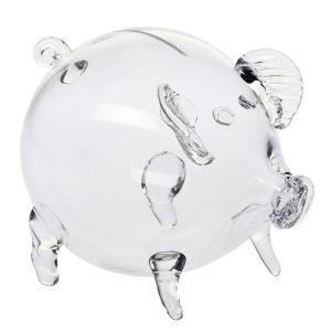 Duża szklana świnka skarbonka bezbarwna XL