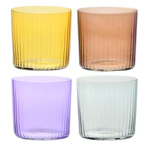 Kolorowe szklanki ryflowane DECO 350ml (kpl. 4 szt)