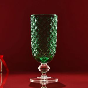 Kryształowy wazon na nodze HERITAGE Szmaragd 26,5 cm