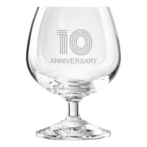 Zdobiony kieliszek z napisem 10 ANNIVERSARY, 10 ROCZNICA 230 ml