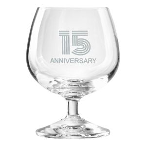 Zdobiony kieliszek z napisem 15 ANNIVERSARY, 15 ROCZNICA 230 ml