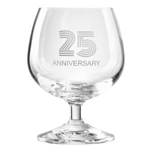 Zdobiony kieliszek z napisem 25 ANNIVERSARY, 25 ROCZNICA 230 ml