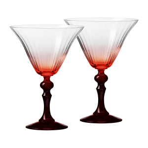 Cieniowane kieliszki do martini BUBBLE z czerwoną nóżką