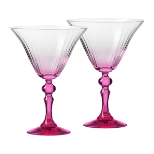 Cieniowane kieliszki do martini BUBBLE z różową nóżką