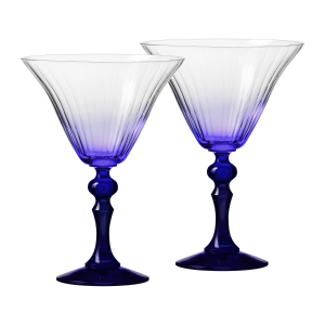 Cieniowane kieliszki do martini BUBBLE z granatową nóżką