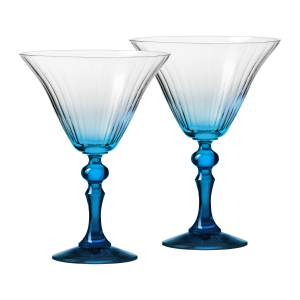Cieniowane kieliszki do martini BUBBLE z niebieską nóżką