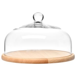 Klosz z drewnianą paterą Glamour 28,5 cm