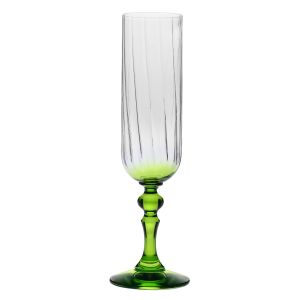 Cieniowane kieliszki do szampana BUBBLE z zieloną nóżką 200 ml