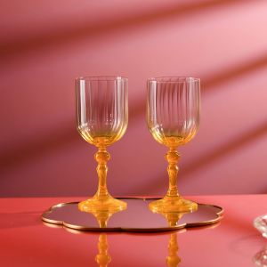 Cieniowane kieliszki do wina BUBBLE z żółtą nóżką 300 ml