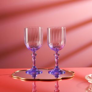 Cieniowane kieliszki do wina BUBBLE z fioletową nóżką 300 ml