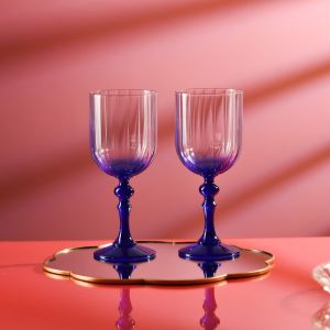 Cieniowane kieliszki do wina BUBBLE z granatową nóżką 300 ml