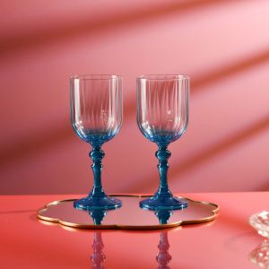 Cieniowane kieliszki do wina BUBBLE z niebieską nóżką 300 ml