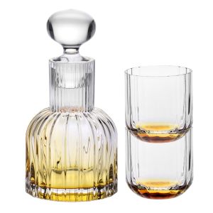 Karafka Marszałkowska z 2 szklankami  do wody GEMSTONE Bursztyn