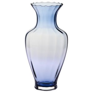 Wysoki niebieski wazon ryflowany 42 cm