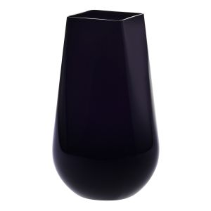 Masywny wysoki wazon z kwadratowym brzegiem ryflowany 30 cm czarny