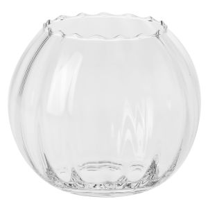 Wazon bezbarwny kula z ryflowaniem 15,5 cm