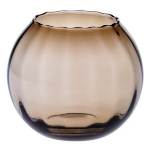 Wazon brązowy kula z ryflowaniem 15,5 cm