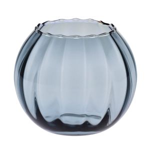Niebieski wazon kula z ryflowaniem 15,5 cm