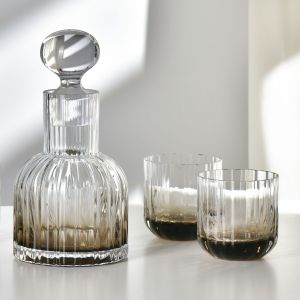 Karafka Marszałkowska z 2 szklankami  do wody GEMSTONE Kwarc Dymny