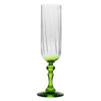 Cieniowane kieliszki do szampana BUBBLE z zieloną nóżką 200 ml