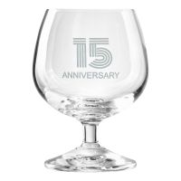 Zdobiony kieliszek z napisem 15 ANNIVERSARY, 15 ROCZNICA 230 ml