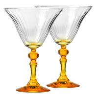 Cieniowane kieliszki do martini BUBBLE z żółtą nóżką 300 ml