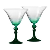 Cieniowane kieliszki do martini BUBBLE z ciemnozieloną nóżką