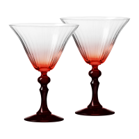 Cieniowane kieliszki do martini BUBBLE z czerwoną nóżką