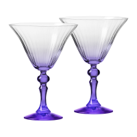 Cieniowane kieliszki do martini BUBBLE z fioletową nóżką