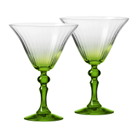 Cieniowane kieliszki do martini BUBBLE z zieloną nóżką
