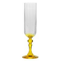 Cieniowane kieliszki do szampana BUBBLE z żółtą nóżką 200 ml