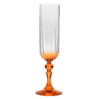 Cieniowane kieliszki do szampana BUBBLE z pomarańczową nóżką 200 ml