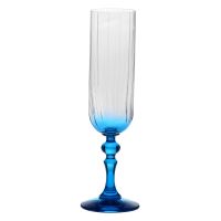Cieniowane kieliszki do szampana BUBBLE z niebieską nóżką 200 ml