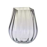 Masywny wazon z kwadratowym brzegiem ryflowany 25,5 cm dymny