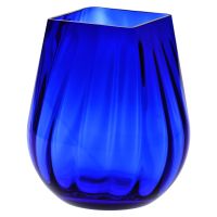 Masywny wazon z kwadratowym brzegiem ryflowany 25,5 cm kobaltowy