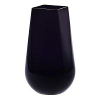 Masywny wysoki wazon z kwadratowym brzegiem ryflowany 30 cm czarny