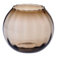 Wazon brązowy kula z ryflowaniem 15,5 cm