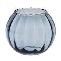Niebieski wazon kula z ryflowaniem 15,5 cm