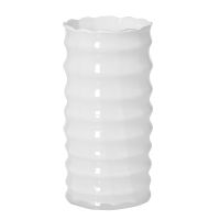 Wazon prosty tuba z ryflowaniem 30 cm biały opalowy