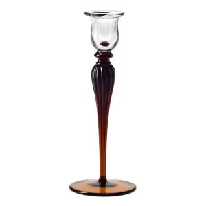 Kryształowy świecznik na wysoką świecę HERITAGE Bursztyn 25 cm