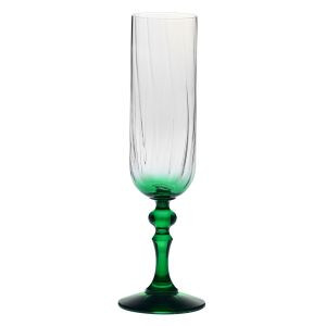 Cieniowane kieliszki do szampana BUBBLE z ciemnozieloną nóżką 200 ml