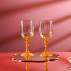 Cieniowane kieliszki do wina BUBBLE z żółtą nóżką 300 ml