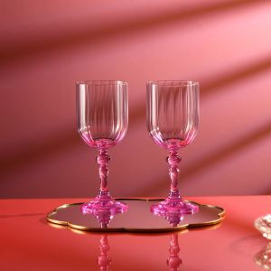 Cieniowane kieliszki do wina BUBBLE z różową nóżką 300 ml