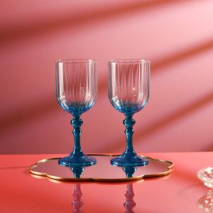 Cieniowane kieliszki do wina BUBBLE z niebieską nóżką 300 ml