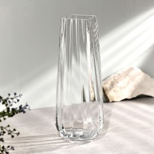 Wysoki wazon z kwadratowym brzegiem ryflowany 35 cm