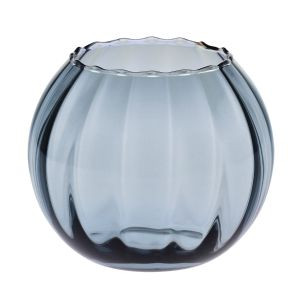 Niebieski wazon kula z ryflowaniem 15,5 cm