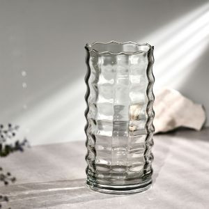 Wazon prosty tuba z ryflowaniem 30 cm przydymiony